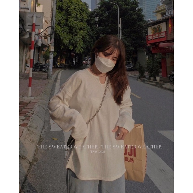 Áo thun tay dài cổ V dáng rộng FreeSize phong cách hàn Quốc dành cho cả nam và nữ 🥰
