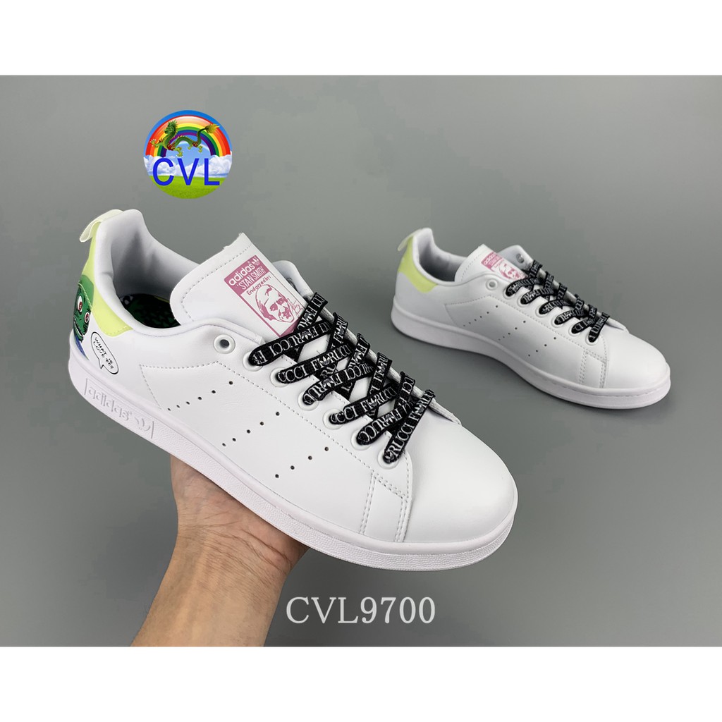 Adidas Stan Smith Leather Eg5152 Adi Clover Bright White Aviation Lime Green Men's And Women's Small White Shoes