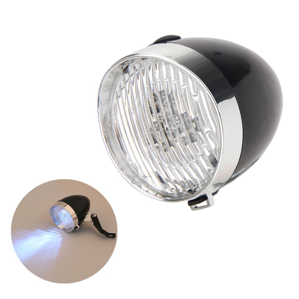 Đèn pha xe đạp 3 bóng LED kiểu dáng cổ điển ( màu đen )