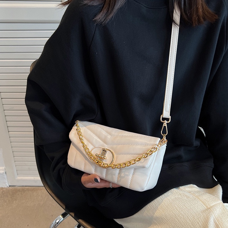 Túi Đeo Vai Màu Trơn Có Nắp Đậy Thời Trang Cho Nữ