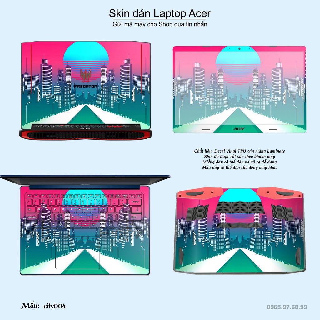 Skin dán Laptop Acer in hình thành phố (inbox mã máy cho Shop)