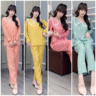 Đồ bộ bầu vải đũi hàn vm mom có cổ, áo cài cúc, bền hơn ít nhăn hơn lanh thường