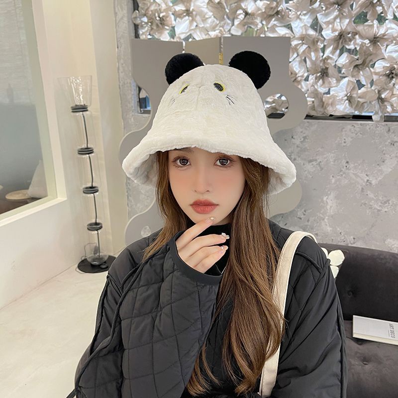 Mũ Bucket Mùa Đông Lông Mềm Mịn Mặt Chuột Micky Đáng Yêu