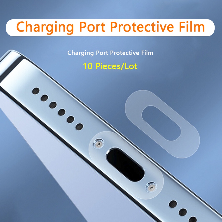 Bộ 10 Miếng Dán Cổng Sạc Tương Thích Với iPhone 13 12 11 Pro max For Android Type-C Cho Samsung Xiaomi