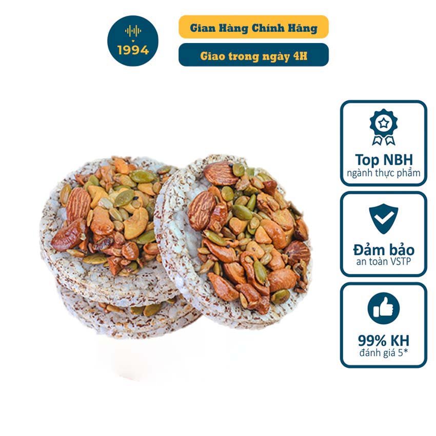 Bánh gạo lứt mix hạt nướng mật ong 1994food ăn kiêng không đường dành cho người bị tiểu đường bà bầu ăn vặt giảm cân