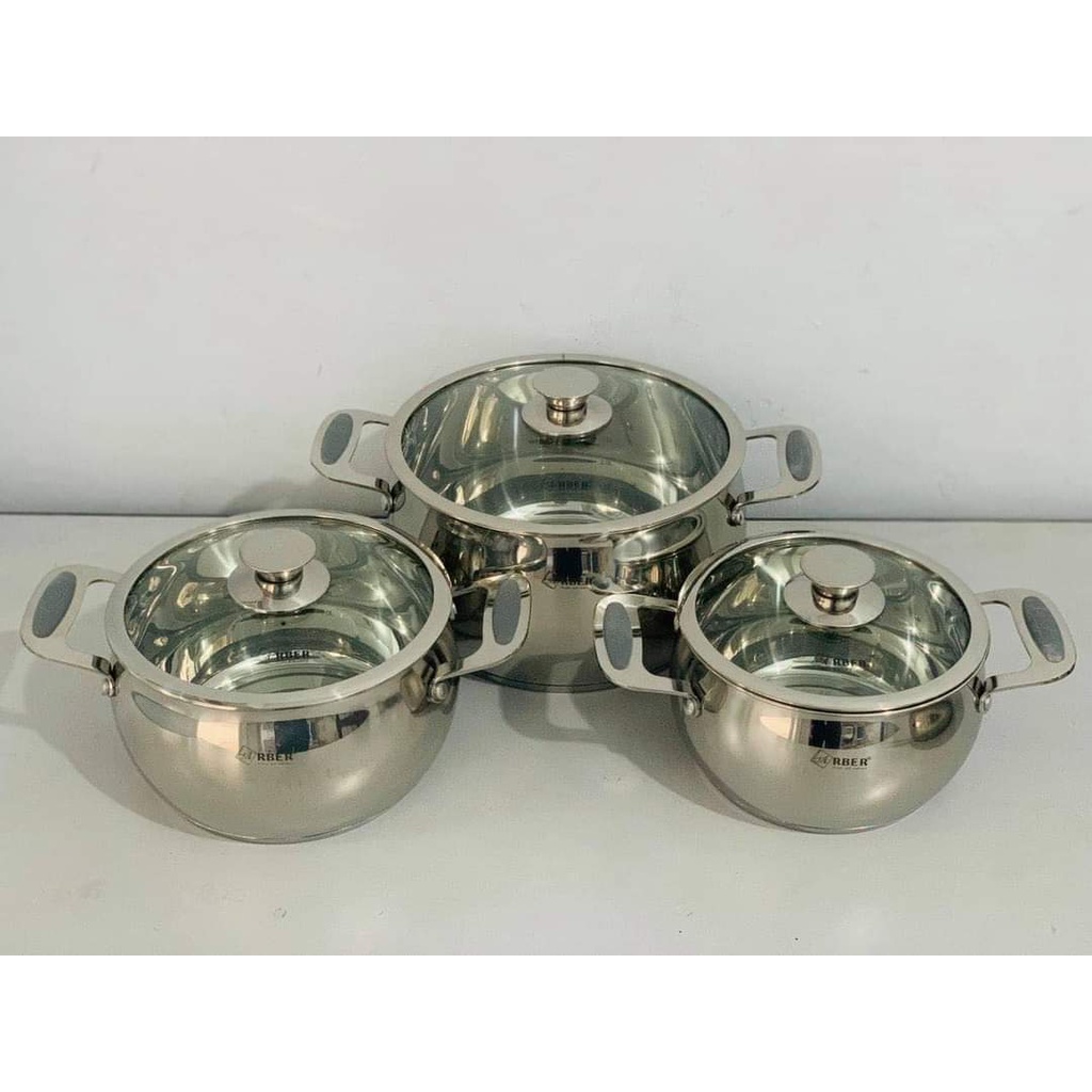 Bộ nồi Arber Đức 5 món AB06SCC hàng cao cấp chính hãng- tay cầm chống nóng BH 1 năm