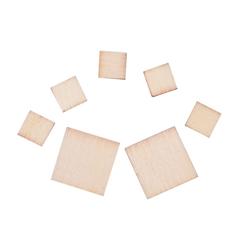 Set 100 Miếng Gỗ Trơn Hình Vuông / Tròn Dùng Để Làm Đồ Trang Trí DIY