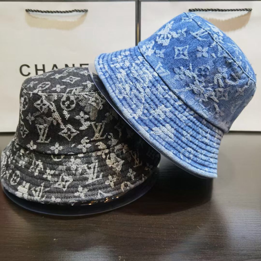 Nón Bucket Chất Liệu Denim In Chữ Lv Thời Trang Cho Nam Nữ