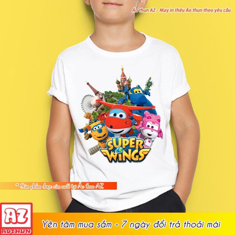 SALE- Áo thun hoạt hình trẻ em Đội bay siêu đẳng Super Wings - Áo phông bé trai bé gái M2665 - hàng cực HOT