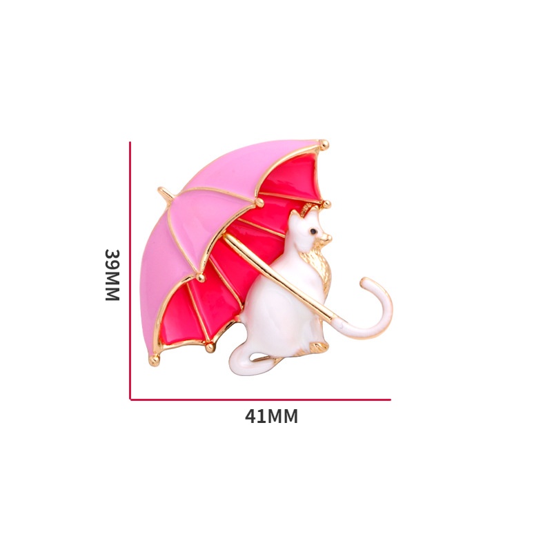 Ghim Cài Áo Hình Mèo Đen Và Cây Dù Thời Trang