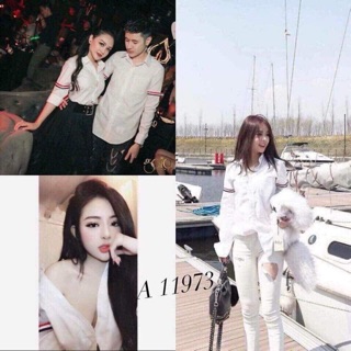 Áo sơ mi trắng viền kẻ