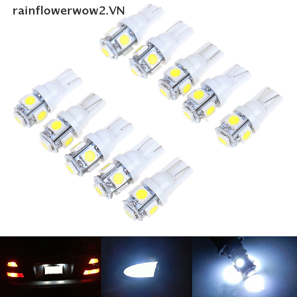 Bộ 10 Đèn LED T10 Wedge 5-SMD 5050 5W5 Ánh Sáng Trắng Chuyên Dụng