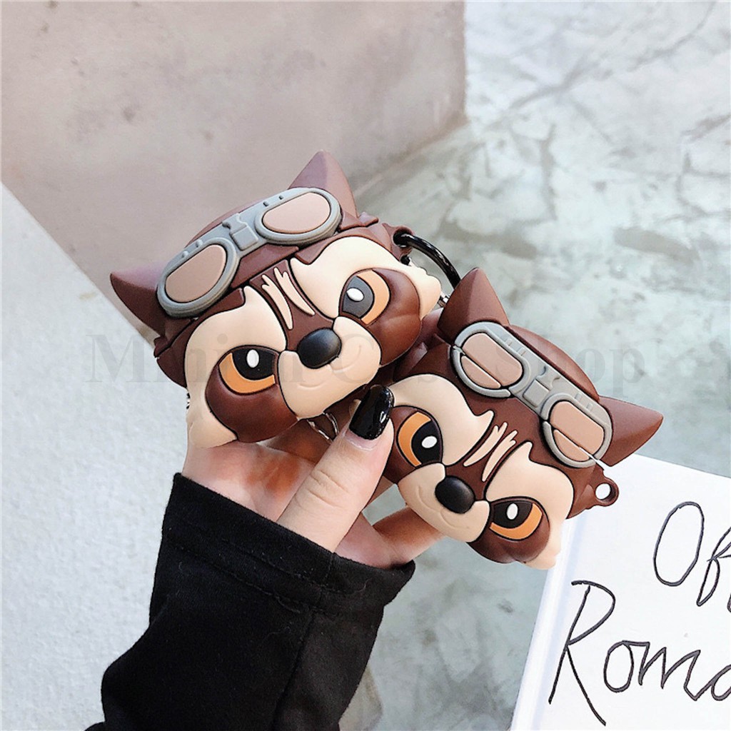 Ốp case Airpods 1/2, Airpods Pro gấu mèo mang kính siêu cool silicon 3d cao cấp