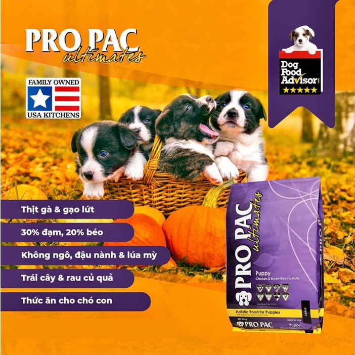 (1kg) Thức ăn hạt cho chó con PROPAC Puppy Chicken &amp; Brown Rice Gói nhỏ 1kg dùng thử Vị Gà &amp; Gạo Lứt