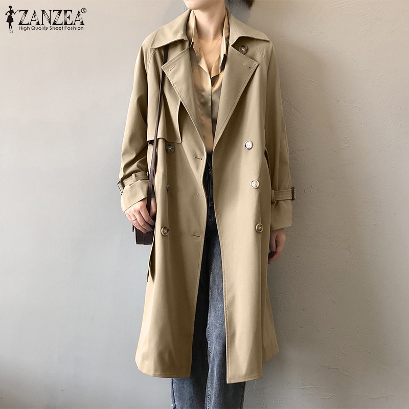 Áo khoác ZANZEA dài tay cổ bẻ thời trang Hàn Quốc dành cho nữ