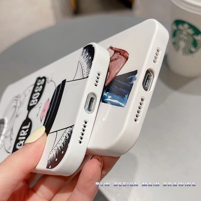 Ốp Điện Thoại Silicon Mềm Nhám Bốn Góc Hình Cô Gái Thời Trang Cho iPhone 13 12 11 Pro MAX IX XS MAX XR 6 7 8 Plus