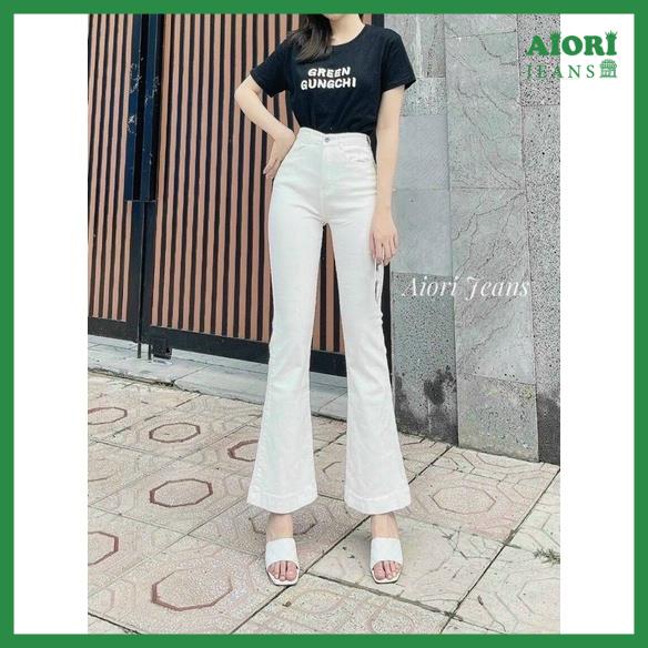 Quần Jeans Nữ [Hàng Cao Cấp] Ống Loe Quần Bò Jeans Ống Bass Màu Trắng Dáng Dài Lưng Cao Mềm Mịn Chất Co Giãn Tốt