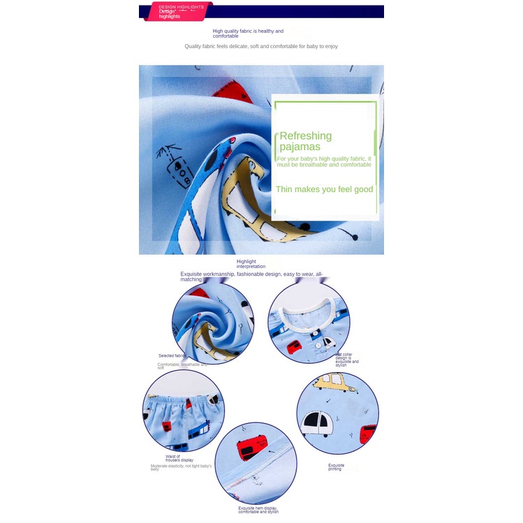 Bộ Đồ Ngủ Vải Cotton Họa Tiết Đáng Yêu Thời Trang Mùa Hè Cho Bé