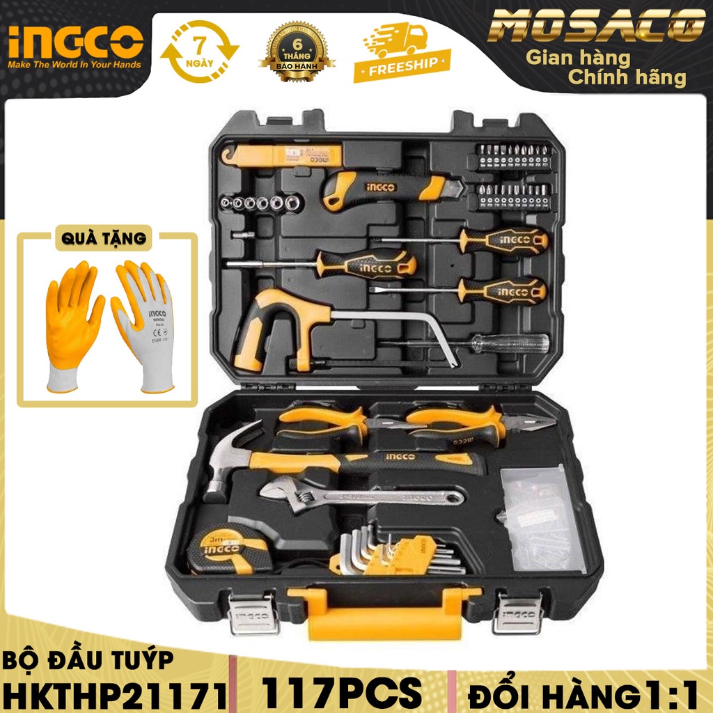 Bộ dụng cụ sửa chữa 117 món INGCO HKTHP21171 được làm từ chất liệu thép không gỉ mạ crom - MOSACO
