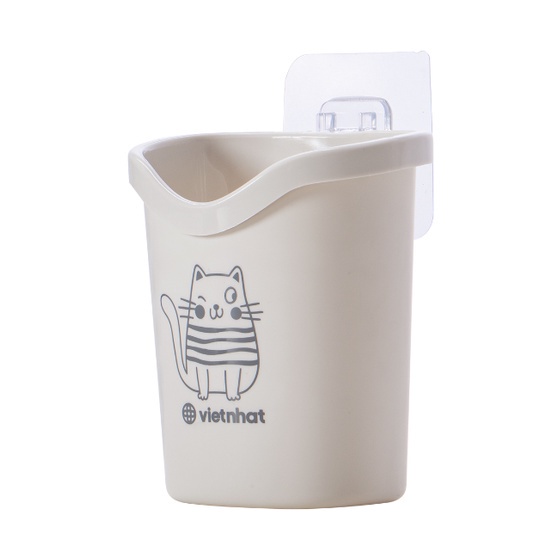 Cốc Cắm Bàn Chải Đánh Răng Dán Tường Hokori Việt Nhật  có lỗ thoát nước tiện lợi