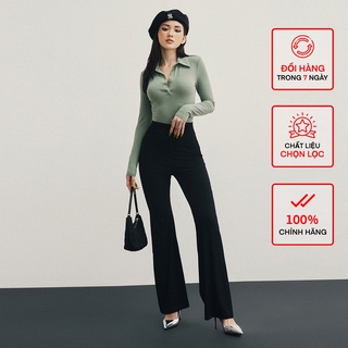 Quần Ống Loe Nữ Busy Cotton Len Tăm Cạp Chun Co Giãn QOL