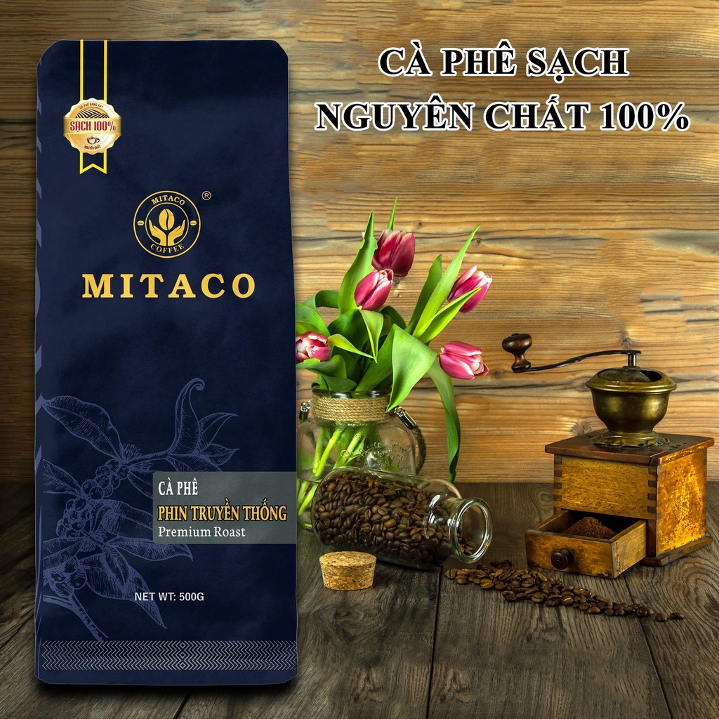 Cà phê pha phin nguyên chất Truyền Thống MITACO COFFEE (Gói 500g)