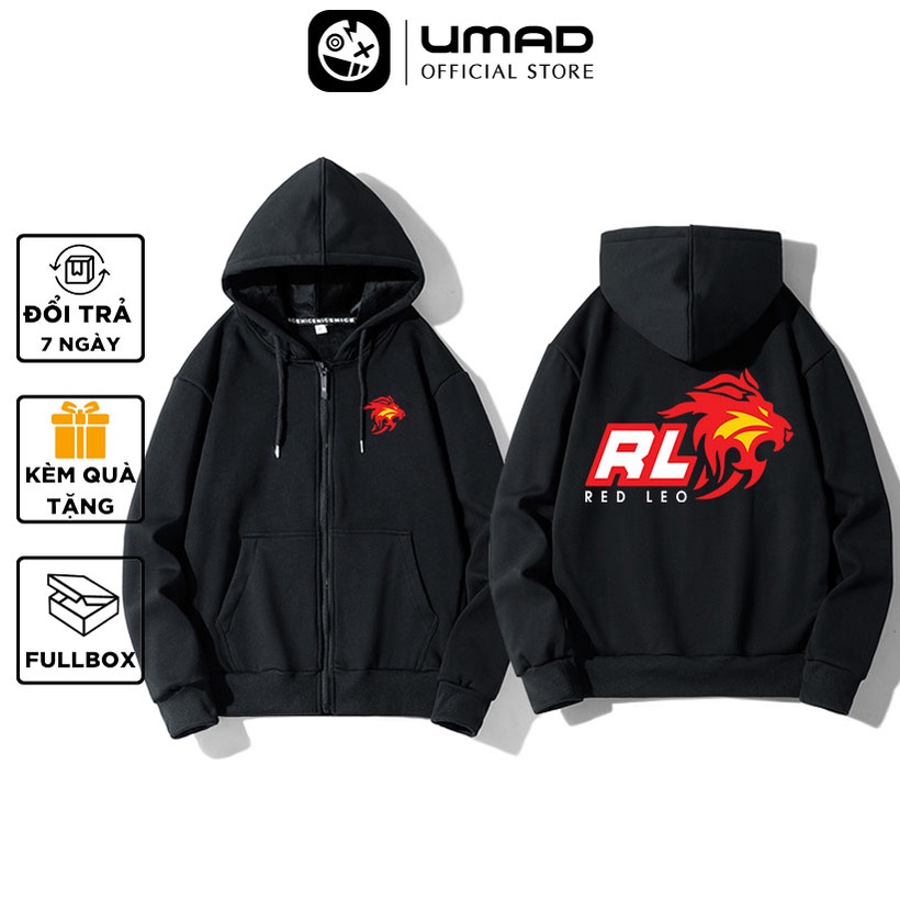 Áo khoác dây kéo UMAD unisex racing biker REDLEO nam nữ vải nỉ cottton cao cấp co giãn 4 chiều, thoáng mát