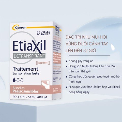 Lăn Khử Mùi EtiaXil Dành Cho Siêu Nhạy Cảm 15ml Detranspirant Traitement Roll-On Peaux Sensibles Confort