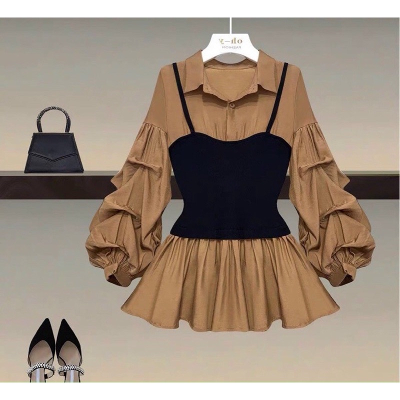 [Shop bigsize nữ] Áo peplum tay phồng bigsize 50-90kg có size