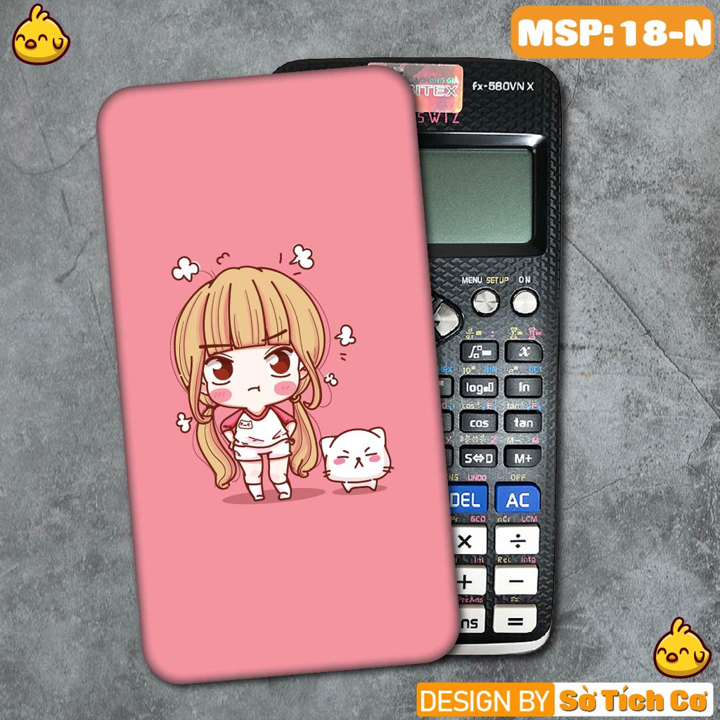 Miếng decal dán máy tính casio vinacal FX500 FX570 FX580 - 570ES 570EX 680EX hình Girl Chibi MSP: MT18