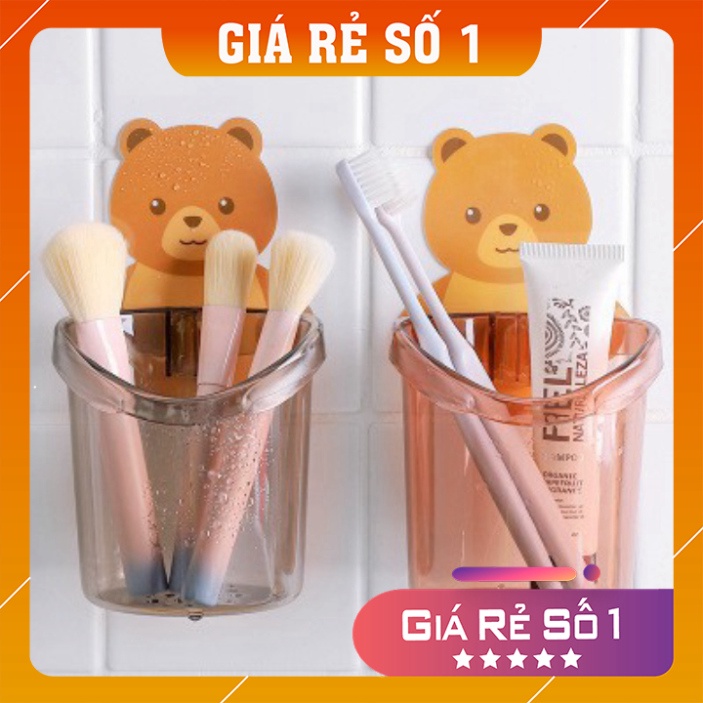 Cốc Đựng Bàn Chải 💕𝑭𝒓𝒆𝒆𝒔𝒉𝒊𝒑💕 Cốc Dán Tường Hình Gấu Có Lỗ Thoát Nước Tiện Lợi