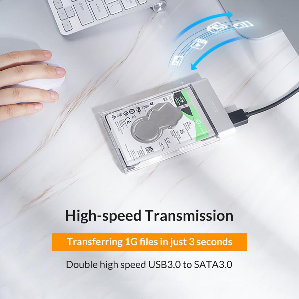 Hộp Đựng Ổ Cứng Orico HDD SSD SATA 2.5 Inch Màu Trong Suốt Hỗ Trợ Dung Lượng 4tb Và Giao Thức UASP 2129U3