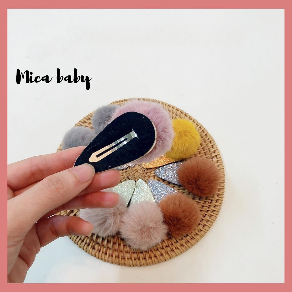 Kẹp tóc nhũ đính bông xinh xắn đáng yêu cho bé Mica baby