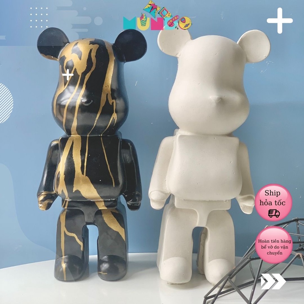 Tượng tô màu cao cấp (có màu cọ) chọn mẫu SIZE XXXL BEARBRICK, tượng thạch cao MUNDO