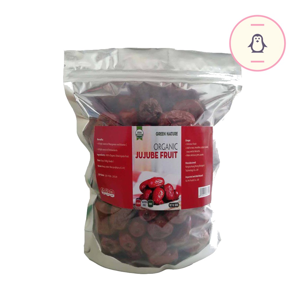 Táo Đỏ Hữu Cơ Cỡ Đại GREEN NATURE (500g) - Organic Big Size Jujube