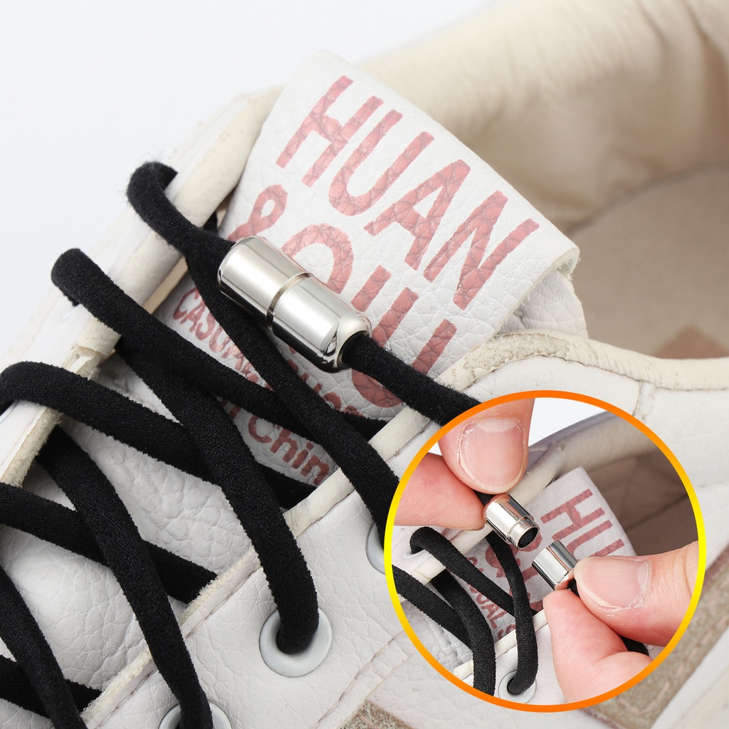 Cặp dây giày thể thao không cần buộc có khóa kim loại nhanh chóng co giãn tiện lợi
