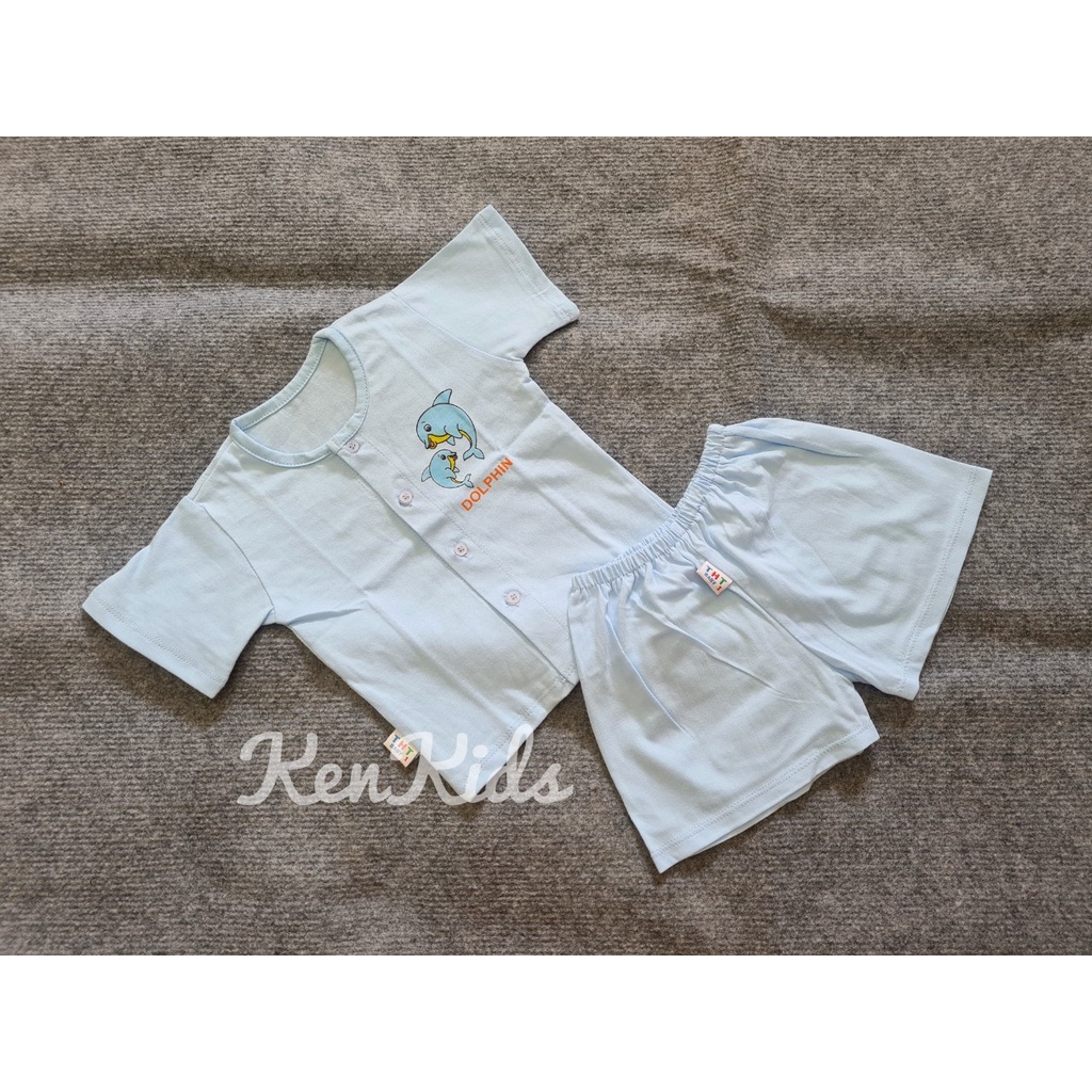 Bộ quần áo ngắn Màu cổ tròn chất đẹp, 100% cotton THT (0-14kg) - 1 bộ