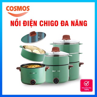 Nồi Điện Đa Năng Chính Hãng Chigo Chống Dính Cao Cấp Có Xửng Hấp, Nồi Lẩu Mini Đa Năng Dung Tích Lớn Nấu Mỳ, Nấu Lẩu..
