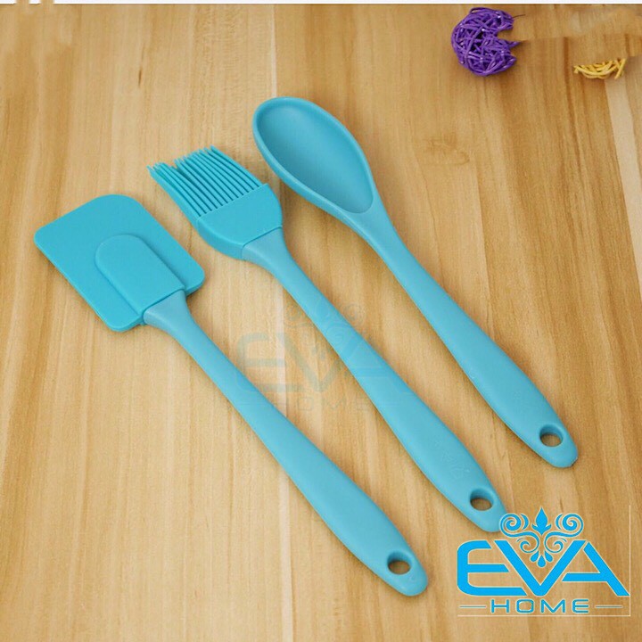 Bộ 3 Dụng Cụ Làm Bánh Gồm Chổi Quét - Muỗng - Cây Vét Bột Silicone