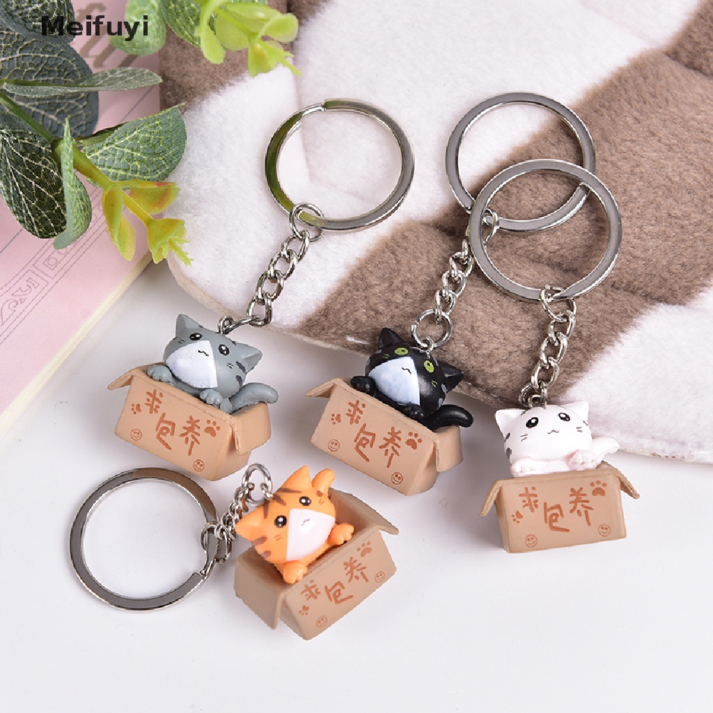 [Meifuyi] Lovely Cartoon Cat Key Rings Chains Pendant Ornament For Bag Car Keychain Gift COD