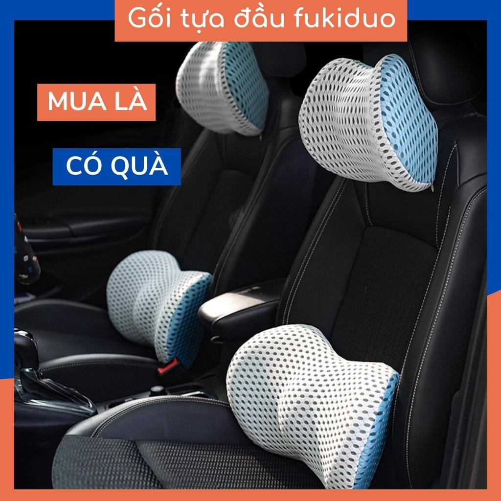 Gối Tựa Đầu Ô Tô, Tựa Lưng Oto FUKIDUO Chất Vải 4D Cao Cấp, Ruột Gối Cao Su Non Không Mùi Đàn Hồi Tốt Thiết Kế Thể Thao