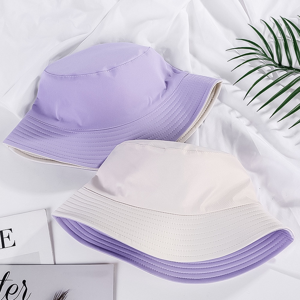 Nón Vành Cotton Màu Trơn Hai Mặt Thời Trang Mùa Hè Cho Nam Và Nữ