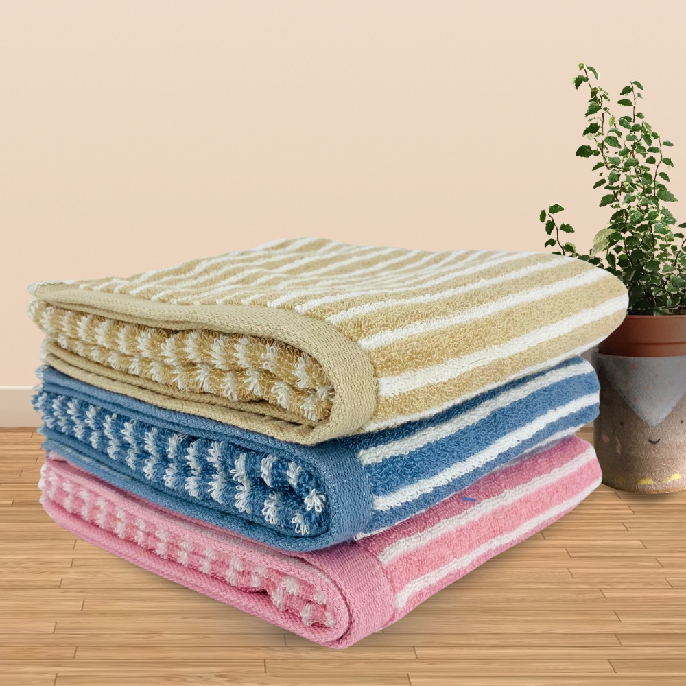 Khăn Tay Cotton Cao Câp Sọc Dọc Thiện Phú 34*34*54g, Khăn Đa Năng S379 Bông Sợi Tự Nhiên Thấm Nước Tốt