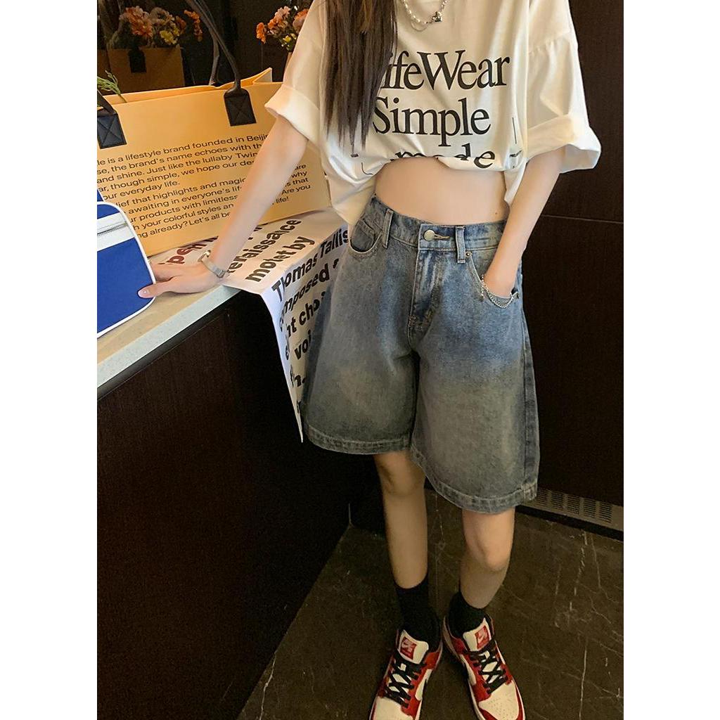 Quần Short Denim Lưng Thun Thời Trang Mùa Hè Phong Cách Retro 64250