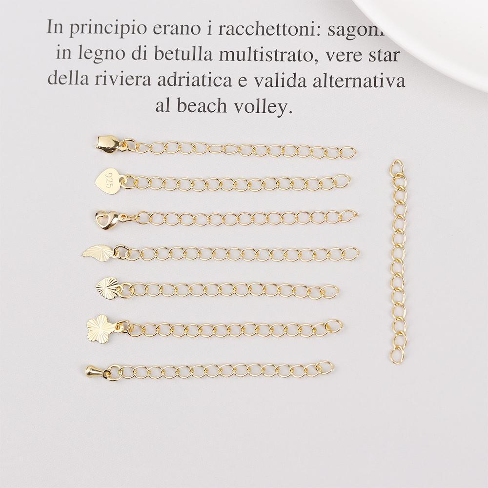 HS Set 5 Đuôi Dây Xích Nối Dài Màu Vàng 18k Dùng Làm Trang Sức DIY