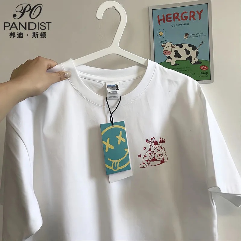 Áo Thun Ngắn Tay Dáng Rộng In Hình Gấu Pooh Kiểu Retro Nhật Bản Thời Trang Mùa Hè Cho Nam Và Nữ