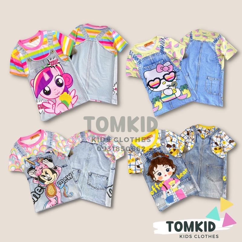 Đồ bộ bé gái, bộ đầm giả yếm jean bé gái thun lạnh 3d loại 1 - TomKids