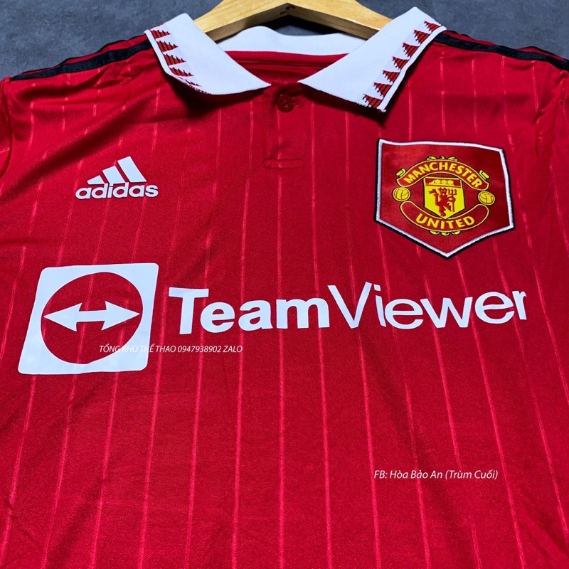 Bộ quần áo đá banh CLB MU Teamviewer có cổ 2023 hàng cao cấp
