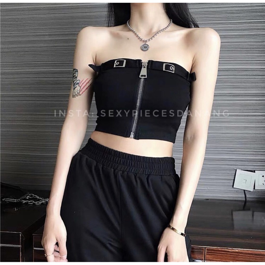 Áo Ống Da Day Kéo Phối Khoen Siêu Cá Tính Nauy10