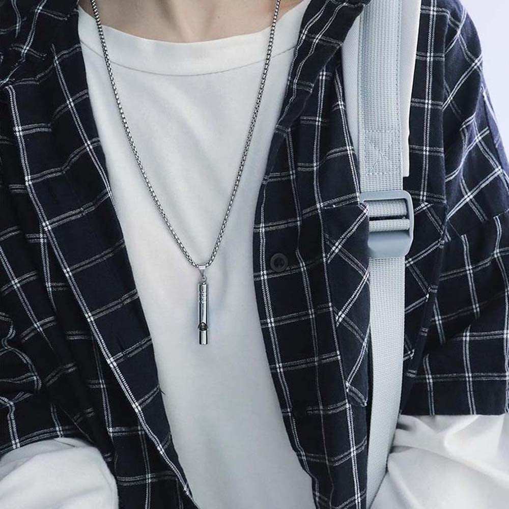 MKEB vòng cổ thép titan mặt hình còi thổi thiết kế đơn giản nhiều màu thời trang cho nam nữ